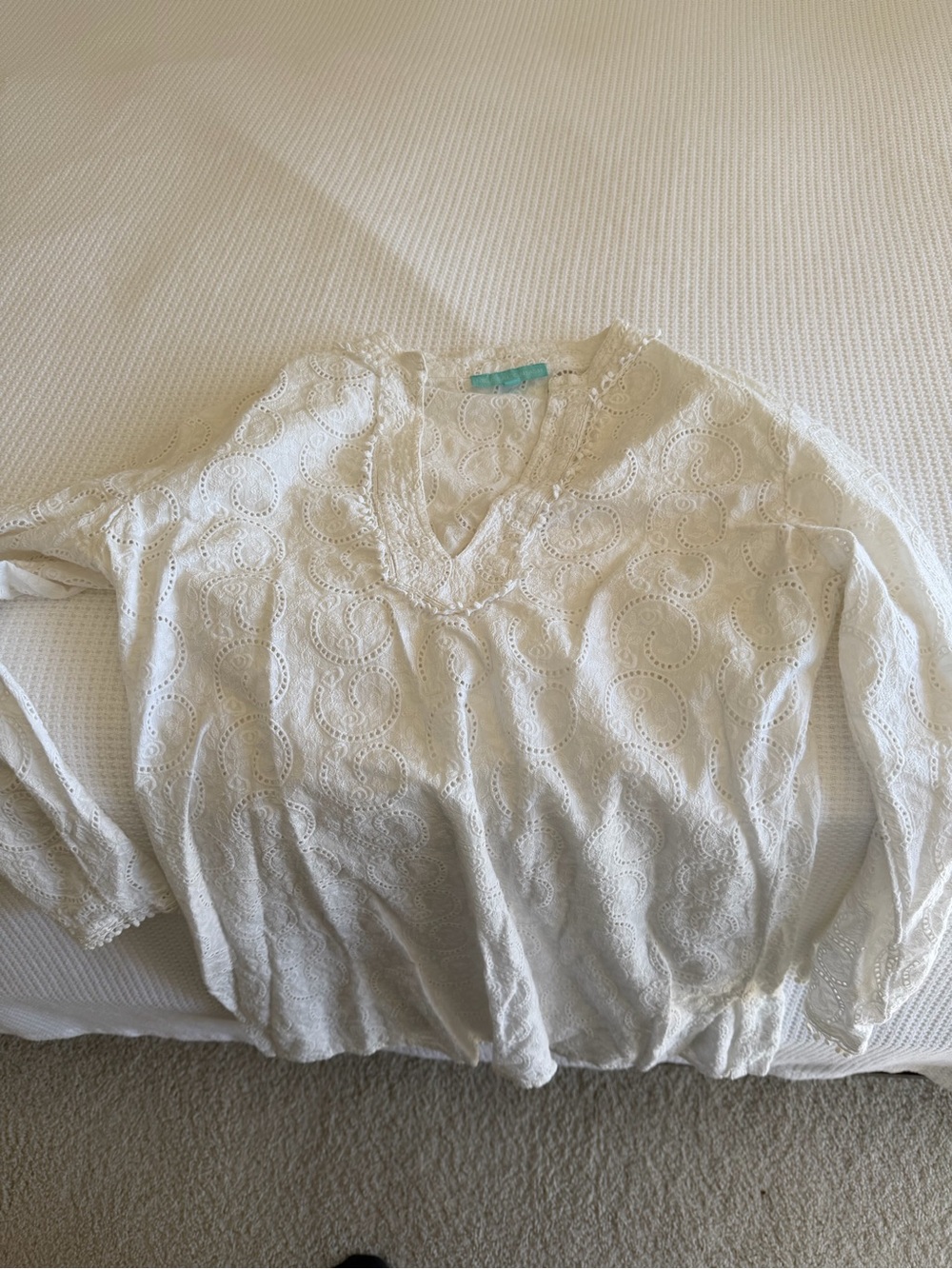 Melissa Odabash White Eyelet Cotton Women's Top